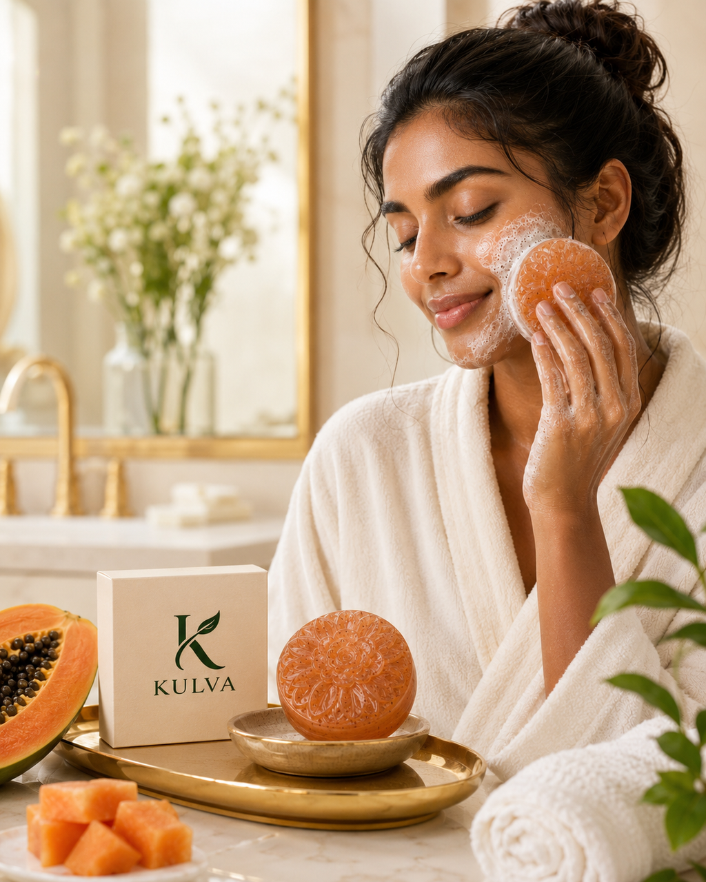 KULVA Papaya Soap — Fresh Fruit-Inspired Cleansing Bar