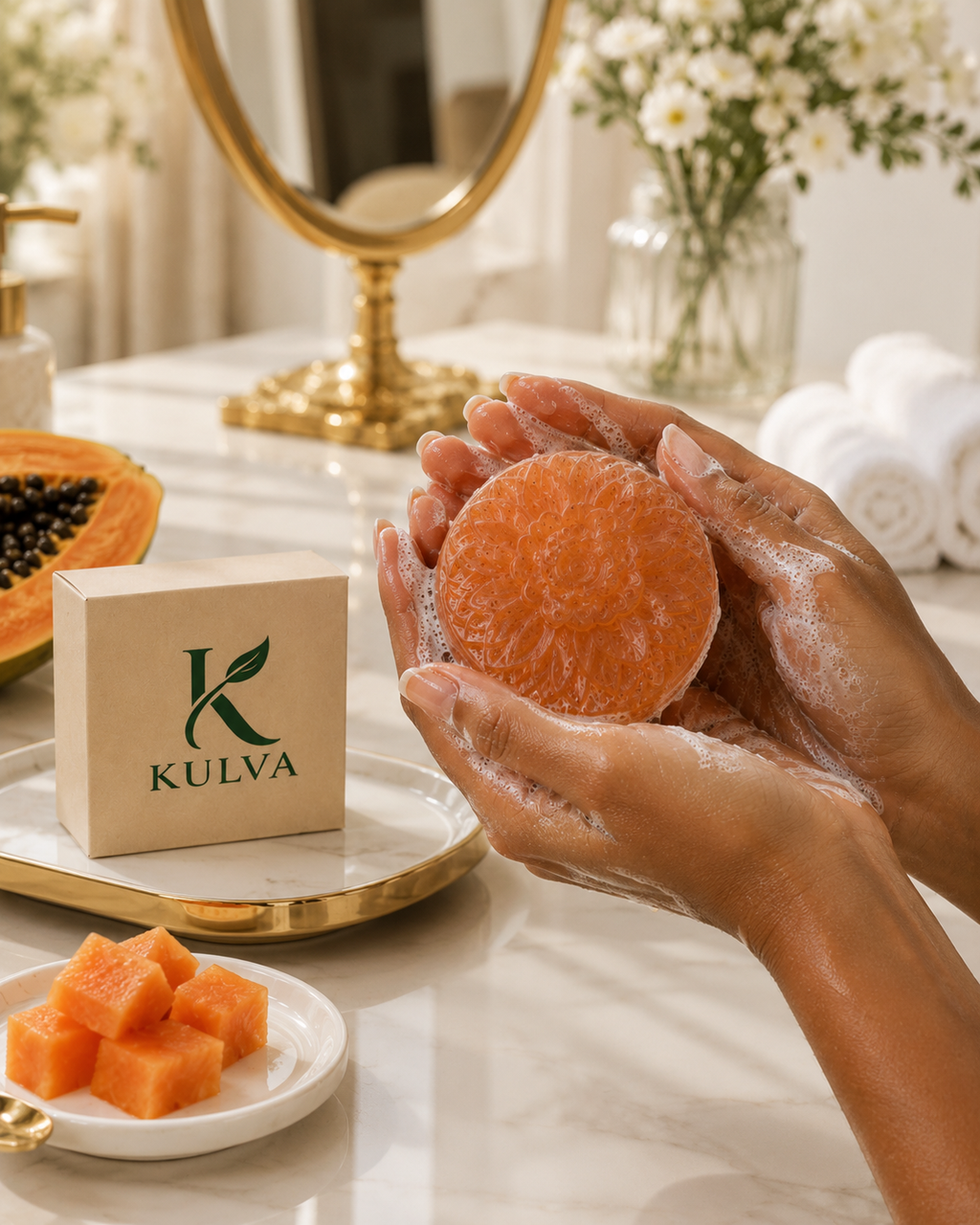 KULVA Papaya Soap — Fresh Fruit-Inspired Cleansing Bar