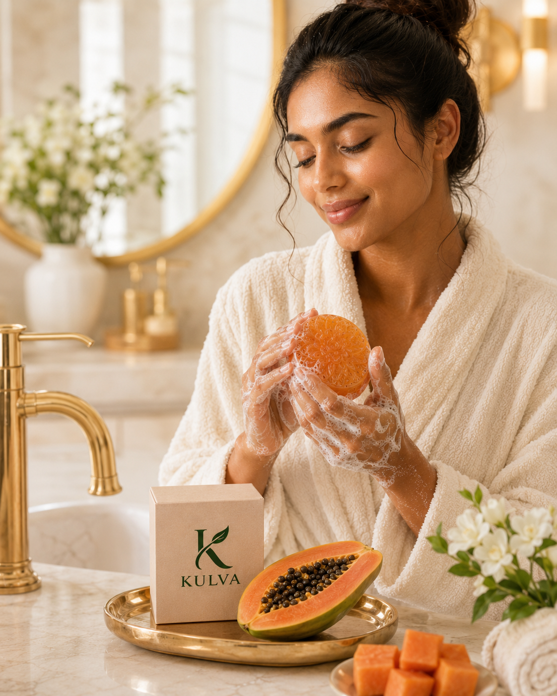 KULVA Papaya Soap — Fresh Fruit-Inspired Cleansing Bar