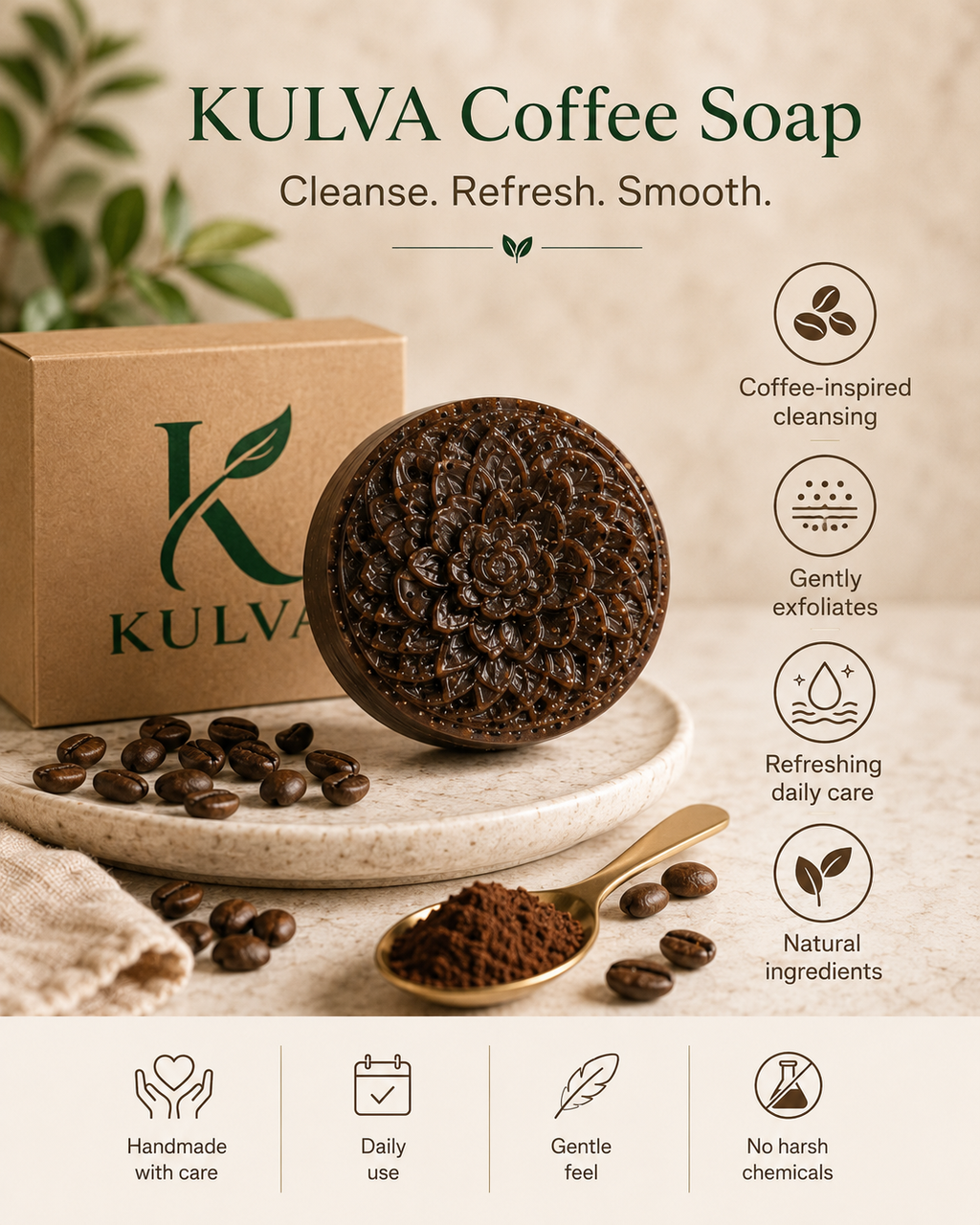KULVA Coffee Soap — Exfoliating Cleansing Bar