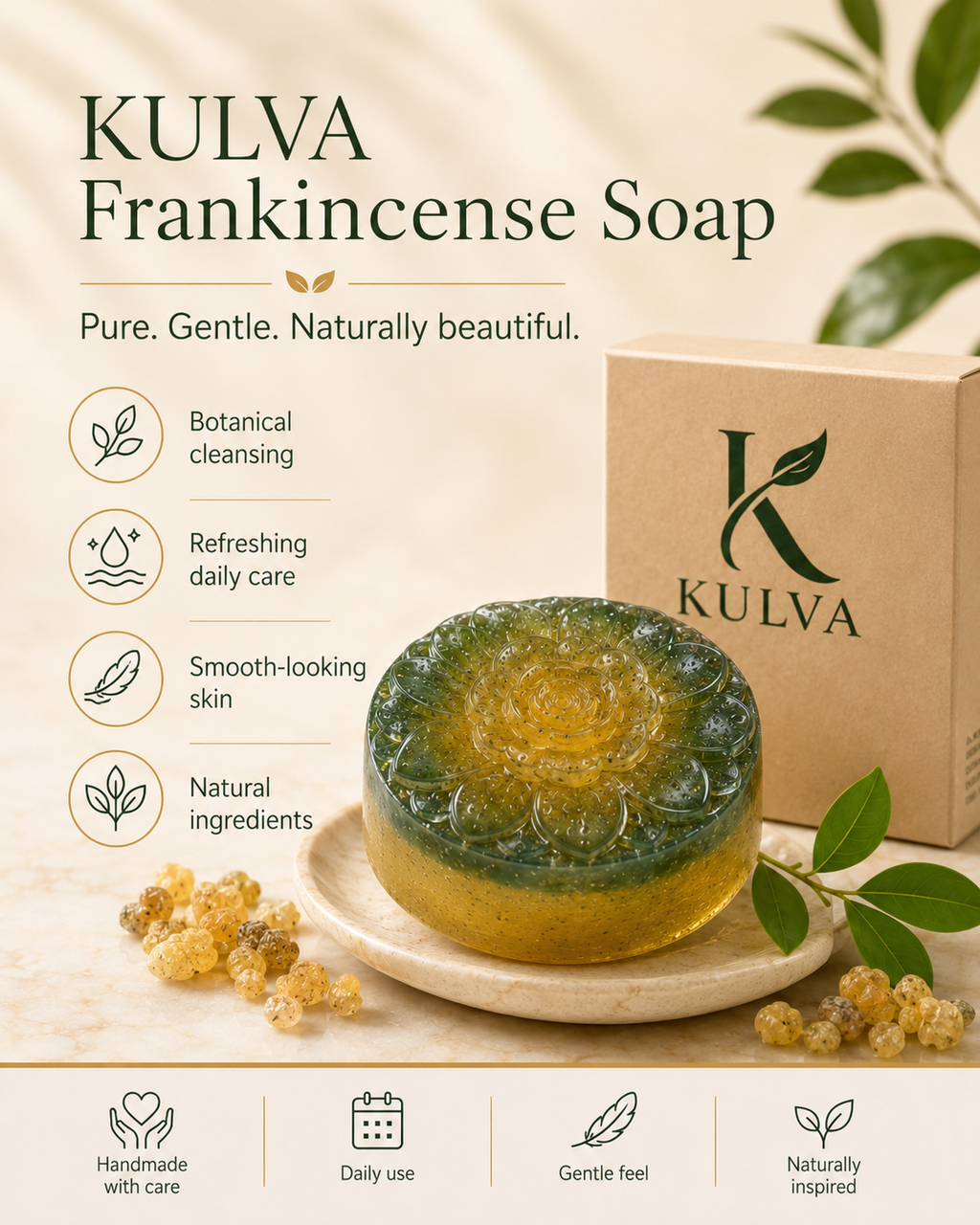 KULVA Frankincense Soap — Botanical Cleansing Bar