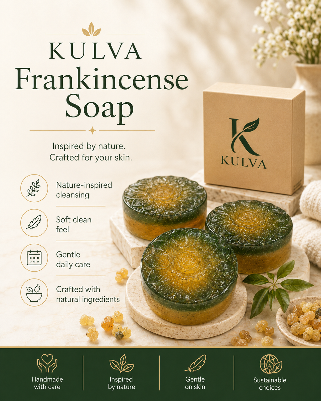 KULVA Frankincense Soap — Botanical Cleansing Bar