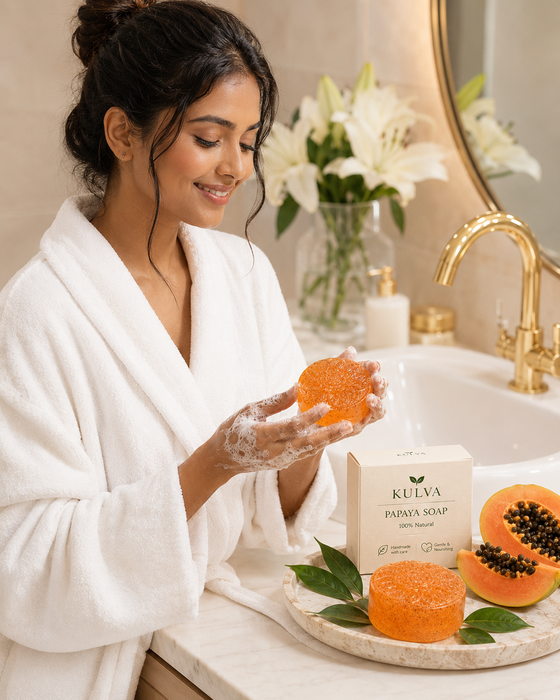 KULVA Papaya Soap — Fresh Fruit-Inspired Cleansing Bar