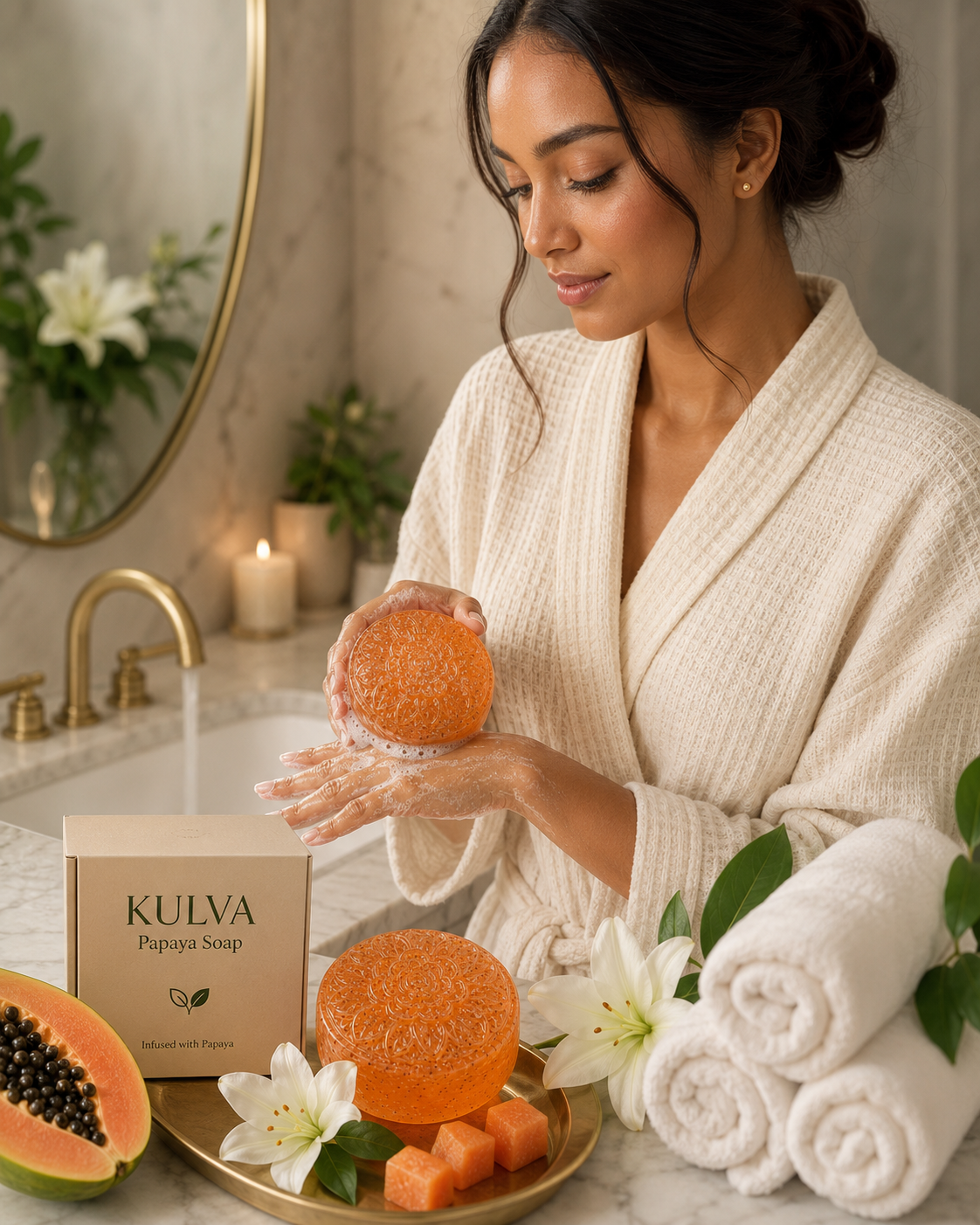 KULVA Papaya Soap — Fresh Fruit-Inspired Cleansing Bar