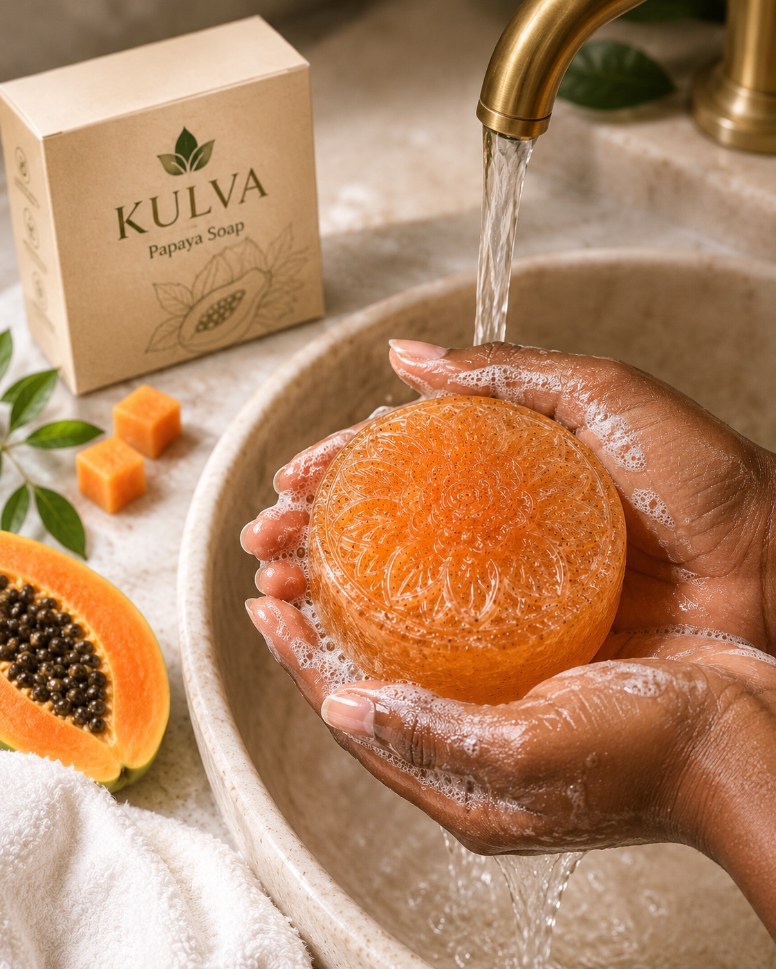 KULVA Papaya Soap — Fresh Fruit-Inspired Cleansing Bar