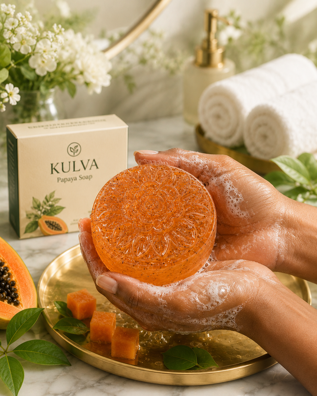 KULVA Papaya Soap — Fresh Fruit-Inspired Cleansing Bar