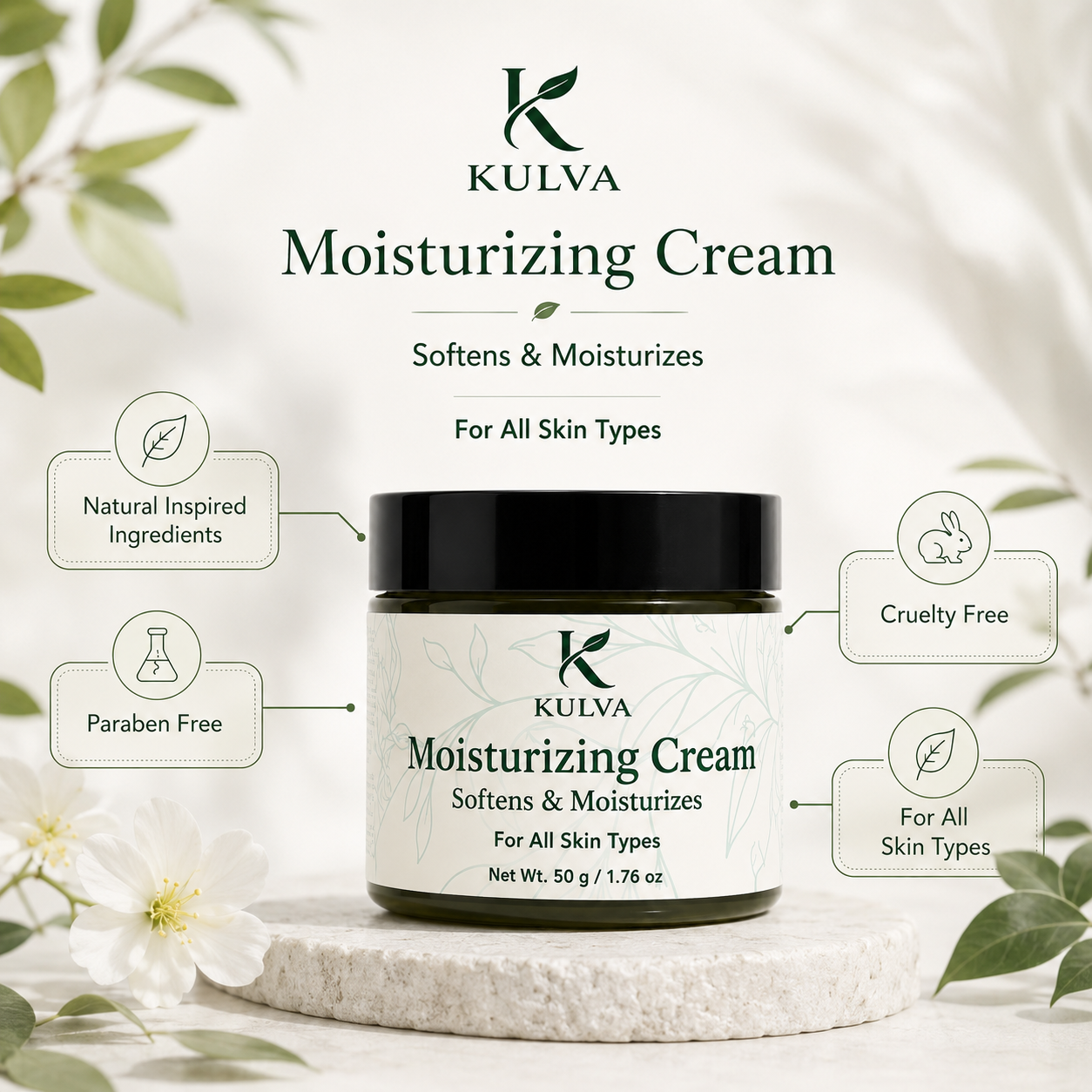 KULVA Moisturizing Cream 50g – Softening Daily Face & Skin Cream