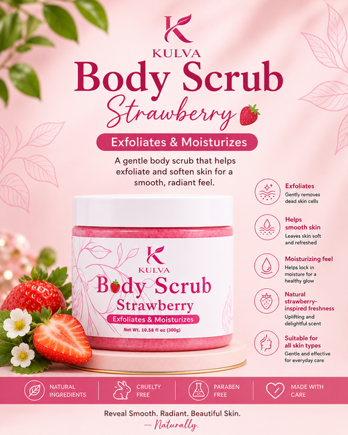 KULVA Strawberry Body Scrub — Exfoliates & Moisturizes
