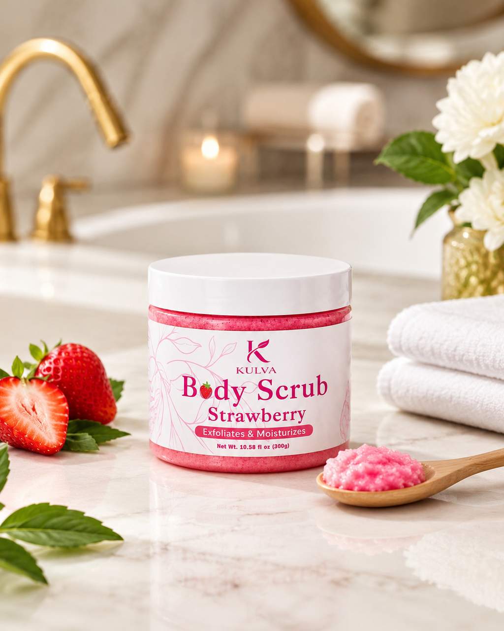 KULVA Strawberry Body Scrub — Exfoliates & Moisturizes