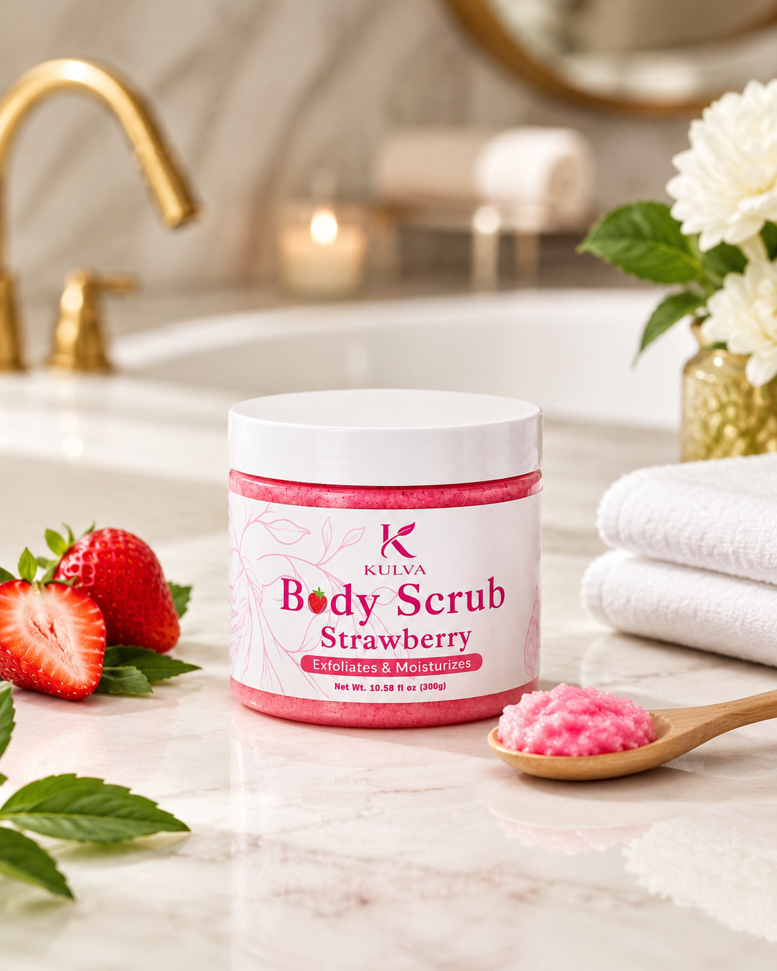 KULVA Strawberry Body Scrub — Exfoliates & Moisturizes